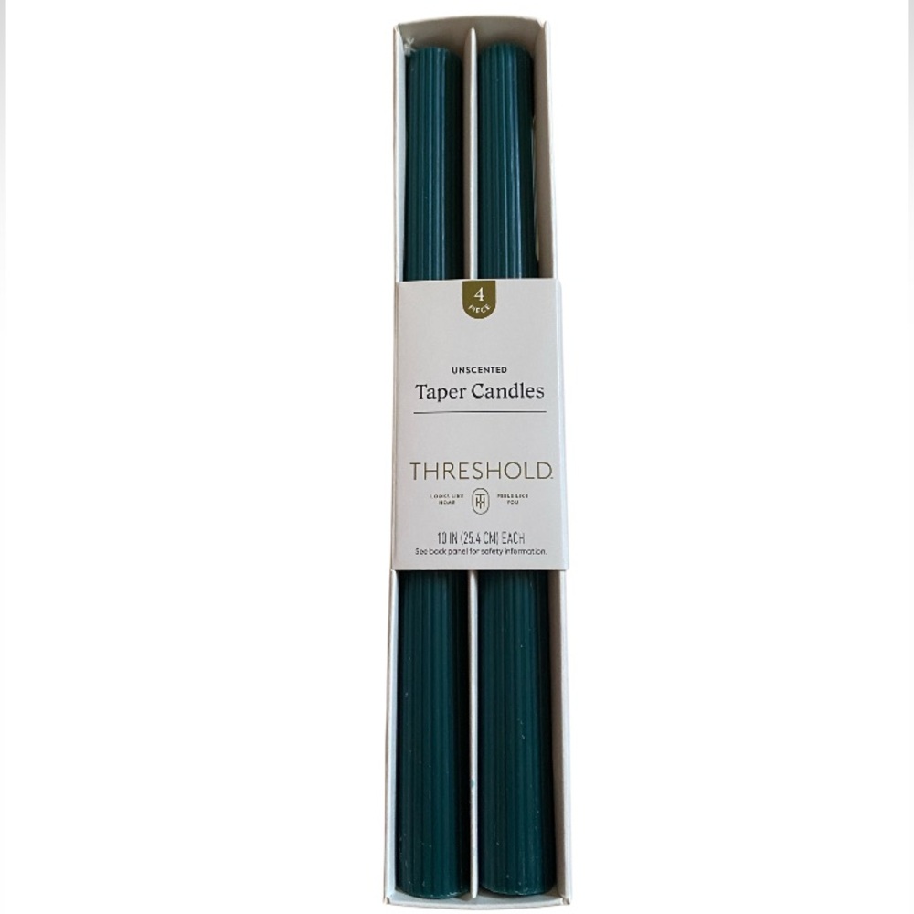 Threshold Teal Unscented Taper Candles Pack of Four 10” each NEW IN BOX